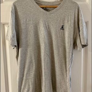 Psycho bunny men’s v neck tee- Grey used  Large